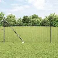 vidaXL Gard European cu Vârfuri 10 x 1,4 m Oțel cu strat de PVC Gri