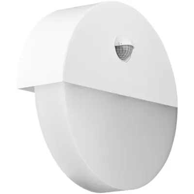 Corp iluminat de perete cu detector de miscare, rotund, alb 230VAC, 10W, 140°, 2-9m, 10s-5m, 4500K , IP54, 700lm, EEI=G