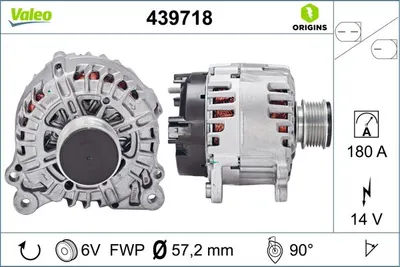 Alternator (14v, 180a) Potrivit Seat Alhambra; Skoda Superb Ii; Vw Cc B7, Golf Vi, Passat Alltrack B7, Passat B6, Passat B7, Sharan 1.6d 2.0d 03.05-12.22