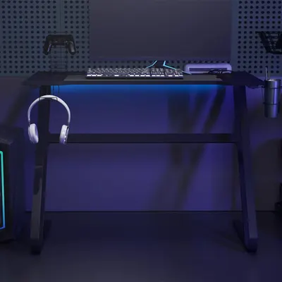 vidaXL Birou de gaming cu picioare în formă de ZZ, negru, 110x60x75 cm