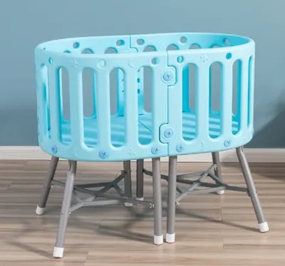 Patut multifunctional pentru copii, 3 in 1 Little Mom Blue, cu 3 configuratii distincte, cadru din otel, picioruse de balansare, Roti aditionale, Plasa de tantari si Salteluta cu fibra de cocos inclusa, 92 x 55 x 79 cm