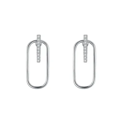 Cercei argint 925, JW1832, model geometric, placati cu rodiu