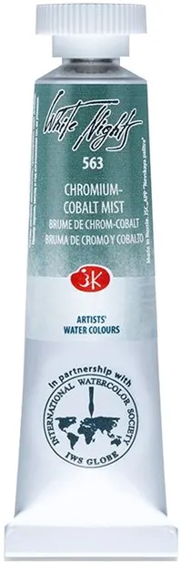 Vopsea de acuarelă Paleta Nevskaya Leningrad Nopti albe - 563, Ceață de crom cobalt, 10 ml