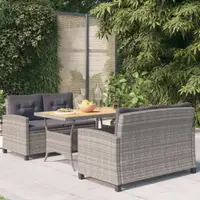 Gossi set mobilier de gradina cu perne, 3 piese, gri, poliratan