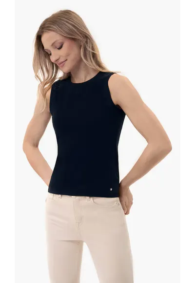 Tricou Slim Fit fara maneci - albastru marin - Bleumarin