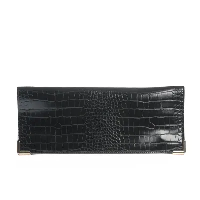 Geanta plic neagra cu textura croco eleganta