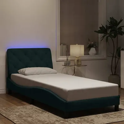 vidaXL Cadru de pat cu LED fără saltea, verde închis, 90x190 cm, catifea