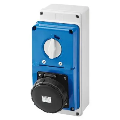 Priza industriala cu interblocaj verticala - WITH BOTTOM - WITH FUSE-HOLDER BASE - 3P+N+E 63A 480-500V - 50/60HZ 7H - IP67