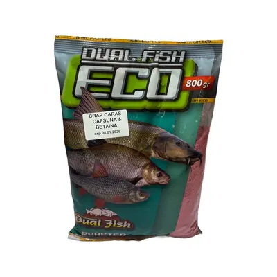 Nada ECO sub forma de cereale sfaramate pentru pescuit, aditivata, aroma de CRAP CARAS CAPSUNA SI BETAINA, 800 grame, Dual Fish