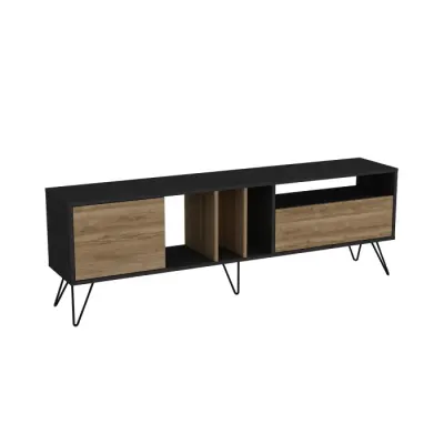 Comoda TV MISTICO, nuc + negru, 180x35,5x58,7 cm