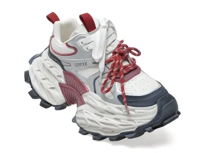 Pantofi sport GRYXX albi, 8951, din piele ecologica