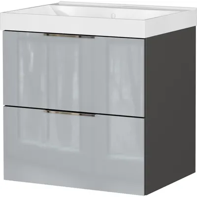 Dulap sub chiuvetă gri suspendat cu aspect lucios 61x65 cm Celano – Germania