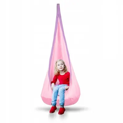 Hamac tip Cocoon pentru copii 140 x 55 cm Neo-Sport Cocoon Roz deschis, utilizare interiorexterior, capacitate maxima 80 kg, husa detasabila si lavabila, perna gonflabila inclusa
