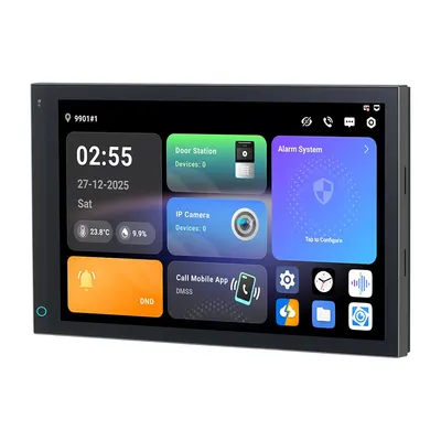 Panou de control cu ecran tactil smart IP WiFi Dahua SCP3042A-BZ-S, 2 fire, ecran 10.1 inch IPS, Zigbee, Android, 4GB RAM, difuzor, slot card, interior, PoE