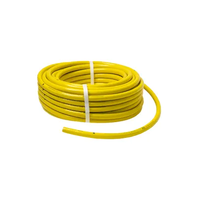 Furtun gradina, armat, cu insertie 1/2, lungime 25 metri, galben, flexibil, rezistent la radiatii UV si la frig / EXT 9663 Engros