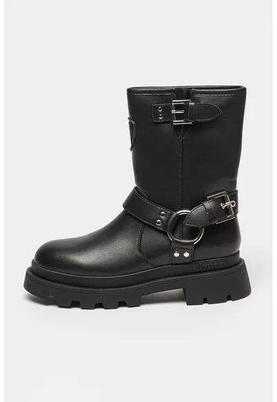 Ghete biker de piele si piele ecologica Kimmel - Negru