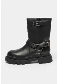 Ghete biker de piele si piele ecologica Kimmel - Negru