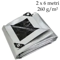 Prelata profesionala de acoperire, 2x6 m, 260 g/mp, rezistenta la apa, UV, vant inghet,intemperii