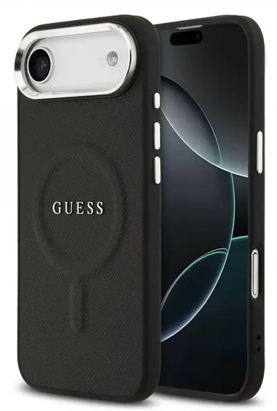 Husă Guess - Saffiano, iPhone Air, MagSafe, negru