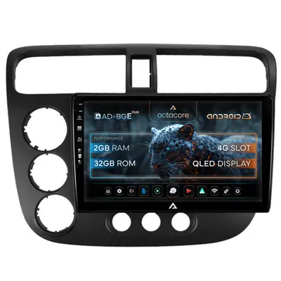 Navigatie Honda Civic (1998-2005), Android, E-Octacore 2GB RAM + 32GB ROM, 9 Inch - AD-BGE9002+AD-BGRKIT018