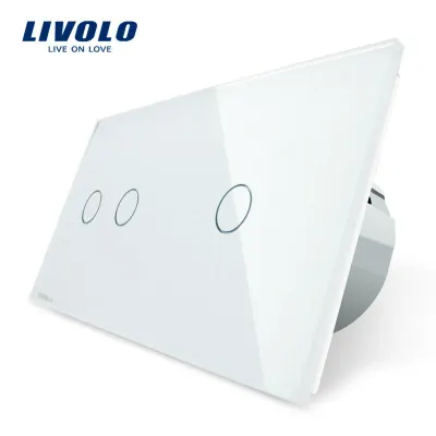Intrerupator dublu + simplu cu touch Livolo din sticla