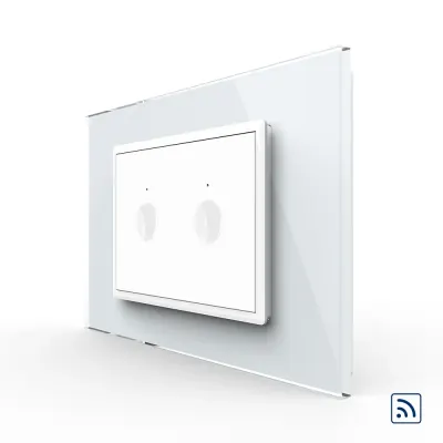 Intrerupator dublu wireless cu touch Livolo cu rama din sticla, standard Italian – Serie noua