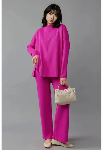 Set asortat tricot - pulover si pantaloni - magenta