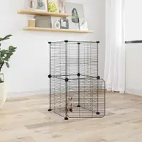 Gossi cusca animale de companie cu usa, 8 panouri, negru 35x35cm otel