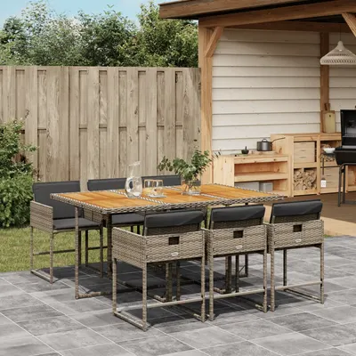 Gossi set mobilier de gradina cu perne, 7 piese, gri, poliratan