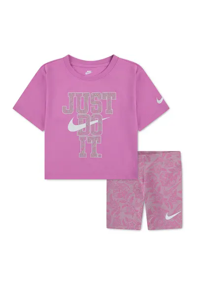 Set de colanti si tricou cu imprimeu - Bej inchis/Alb optic/Magenta
