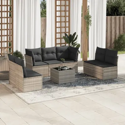 Gossi set mobilier de gradina cu perne, 8 piese gri deschis poliratan