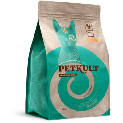 PETKULT Probiotic Care Exigent, Curcan, hrană uscată pisici, apetit capricios, 400g