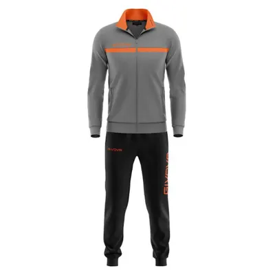 Trening Givova One Full Zip, Gri/portocaliu fluo, L