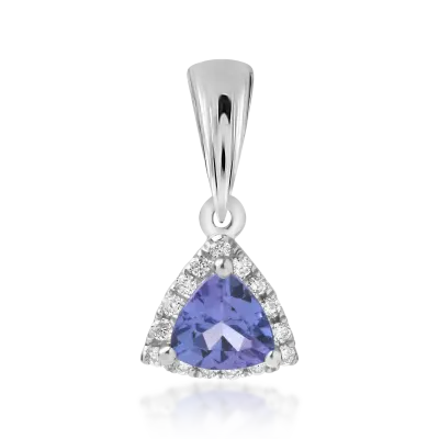 Pandantiv din aur alb cu tanzanit triangle de 0.44ct si diamante de 0.08ct