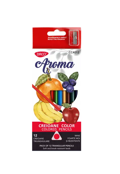 Creioane color parfumate, 12 culori/set, Aroma, Daco