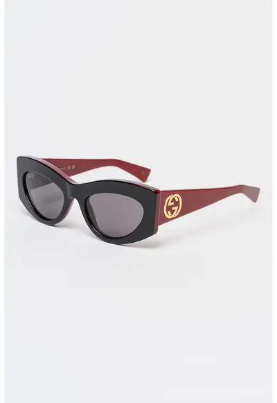 Ochelari de soare cat-eye cu logo - Auriu/Rosu inchis