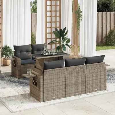 Gossi set mobilier gradina cu perne, 6 piese, gri, poliratan