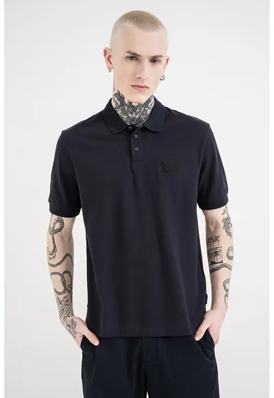 Tricou polo cu aplicatie logo - Albastru ultramarin