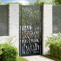vidaXL Poartă de grădină neagră 100x200 cm, model cu urme din oțel