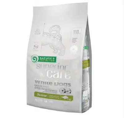 Nature's Protection Superior Care White Dogs Grain Free, peste alb, hrana uscata pentru caini juniori de talie mica, 3 kg (2 x 1.5 kg)