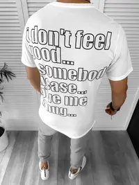 Tricou barbati alb cu imprimeu pe spate 12448 41-1