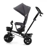 Tricicleta pentru copii Kinderkraft Aveo Malachite Grey de la 9 luni, cu sezut rotativ, suport pentru picioare, maner cu control al directiei, gentuta si cos pentru accesorii