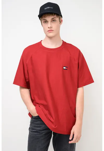 Tricou de bumbac cu maneci raglan si detaliu cu model monograma Elevated - Rosu inchis