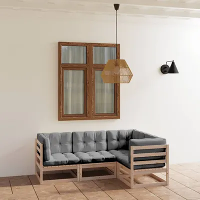 Gossi set mobilier de gradina cu perne, 4 piese, lemn masiv de pin