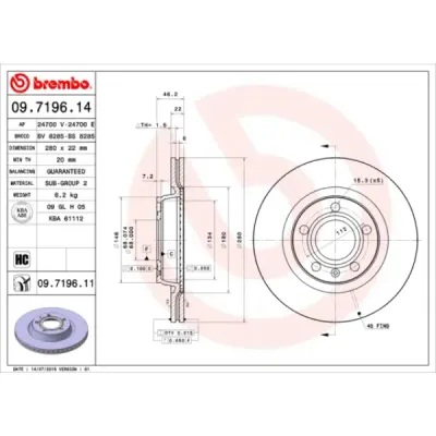 Disc frana BREMBO 09.7196.11