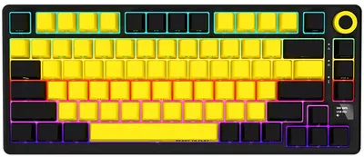 Tastatură mecanică Lorgar - KBP7075W, fără fir, liniar, RGB, negru/galben