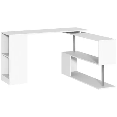 HOMCOM Birou de Colt din Lemn Alb 140x120x78,2cm | Aosom Romania