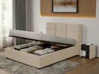 Pat Tapitat Cico de 190 rabatabil 170 x 114 C1 din piele/stofa Bej - Falcone 102 180x190