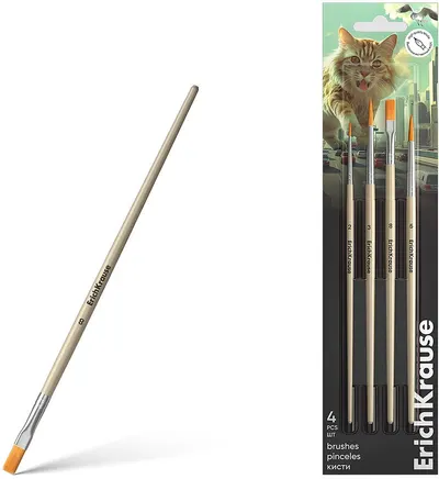 Set de pensule de pictură Erich Krause Big City Cats - 4 buc
