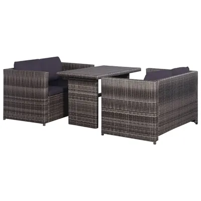 Gossi set mobilier bistro cu perne, 3 piese, gri, poliratan